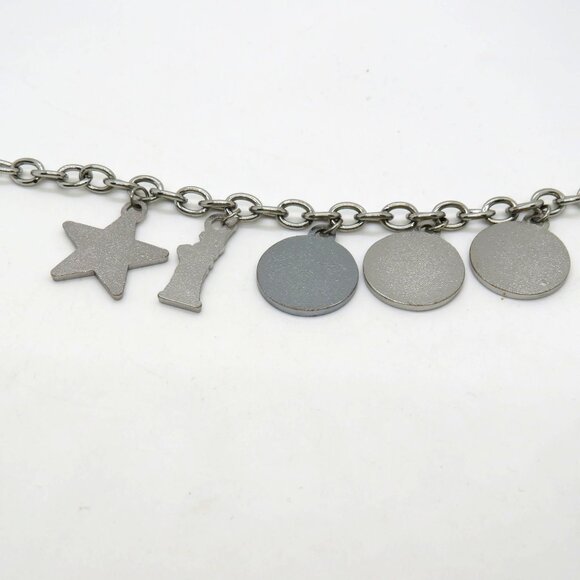 New York City Charm Bracelet Statue Of Liberty Star Letters Silver Tone Chain - Picture 10 of 11